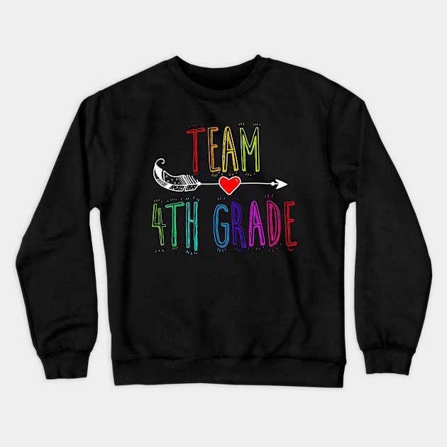 Team 4th Grade Tribe Heart Funny Last Day Of School Crewneck Sweatshirt by klausgaiser